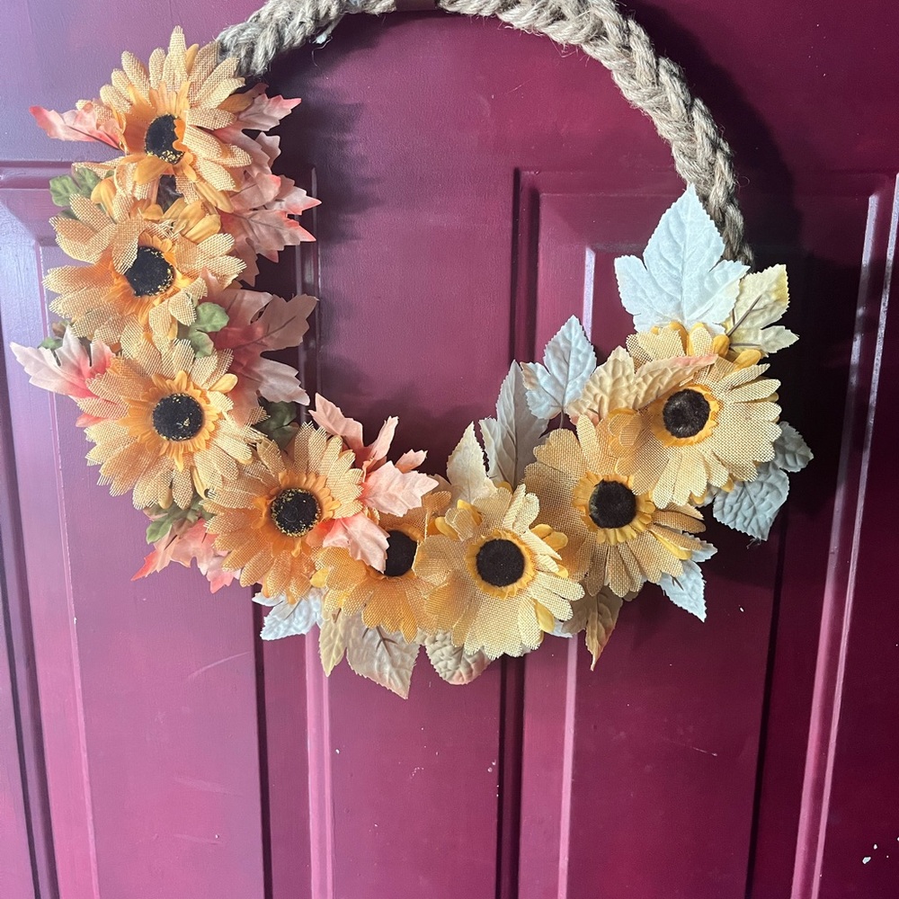 Sunflower braided rope wreath